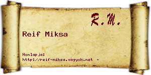 Reif Miksa névjegykártya